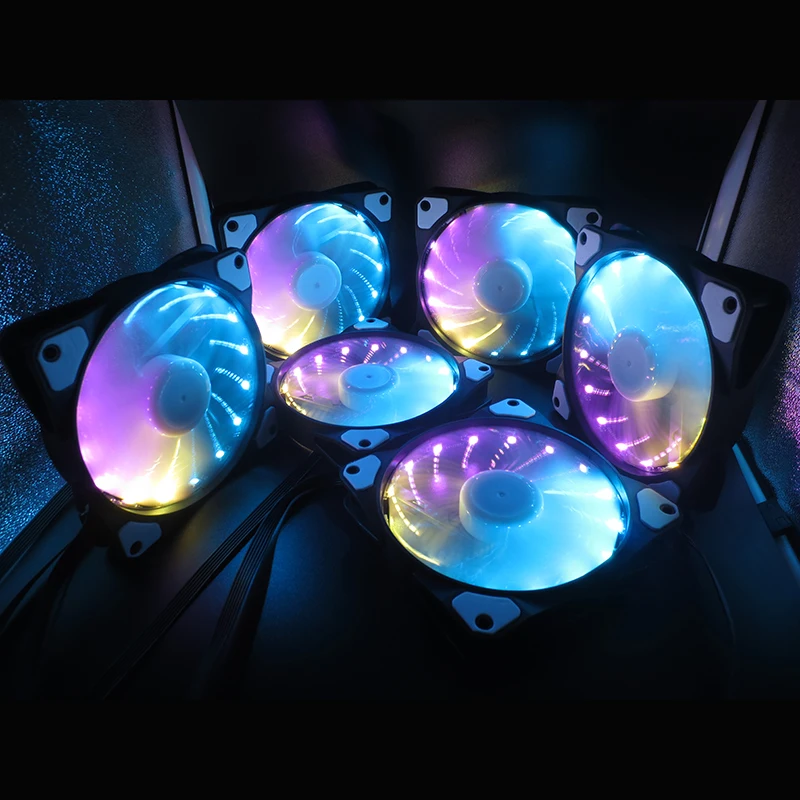 RGB Вентилятор 120 мм набор настраиваемый 15 Светодиодный ПК контроллер кулер 12 см
