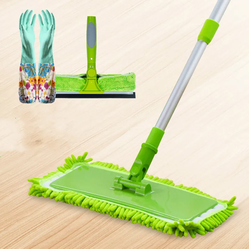 Chenille floor mop large wooden floor dust push household hand free