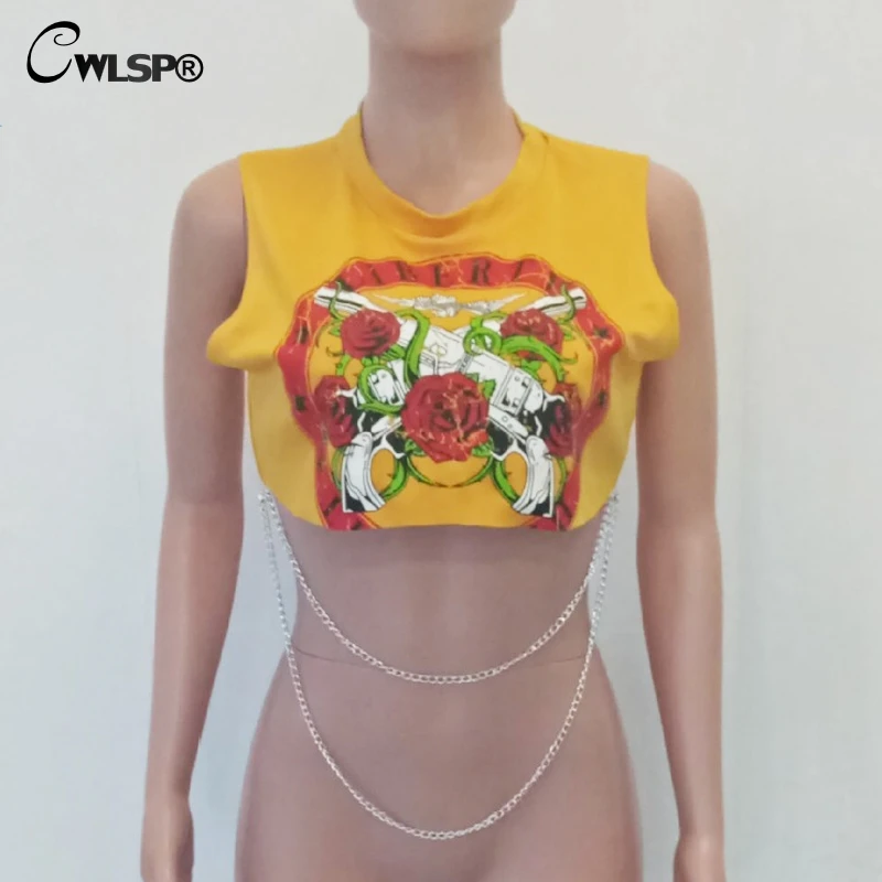 Женская короткая майка CWLSP GUN N ROSES повседневный укороченный топ с круглым вырезом