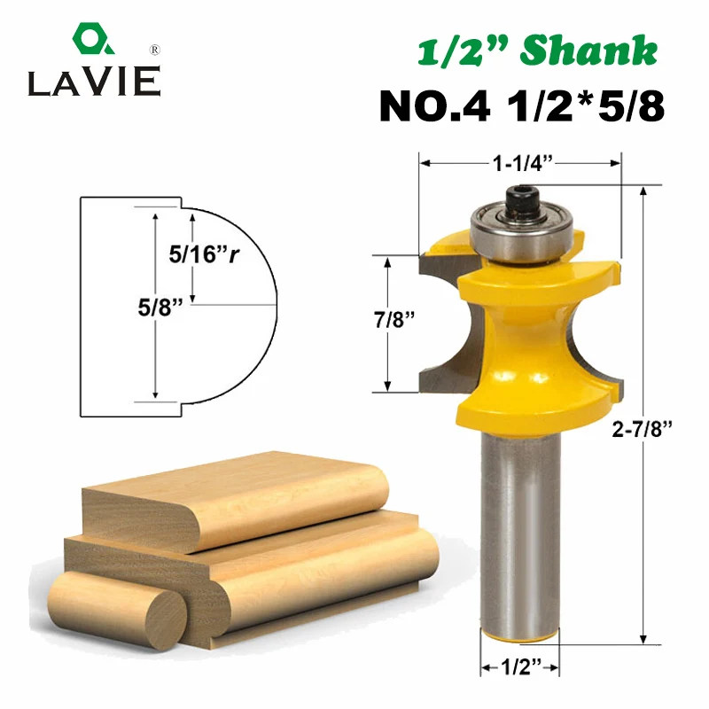 LAVIE 5 шт. 12 мм 1/2 хвостовик Bullnose полукруглое долото с подшипником Концевая фреза для деревообработки инструмент фреза MC03009