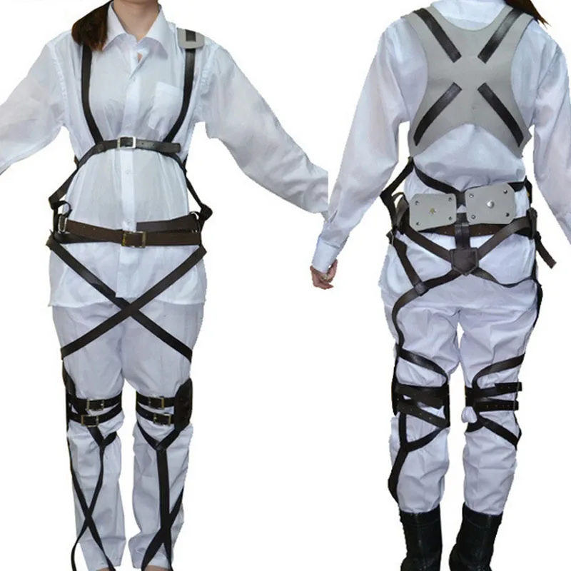 Coshome Attack on Titan Cosplay Shingeki no Kyojin Mikasa Ackerman Cosplay Costume Shawl Belt Suit Leather Shorts Full Set (4)