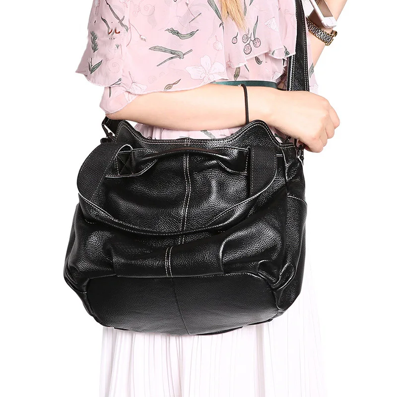 Factory direct fashion business casual Genuine Leather men handbags retro dumplings wear-resistant leather shoulder bag men bag