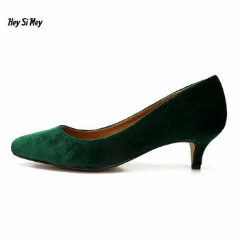 

HSM zapatos mujer Spring plus:36-47 48 Pointed Toe Flock shoes woman 5cm Thin Heels Ladies OL work Pumps casual chaussure homme