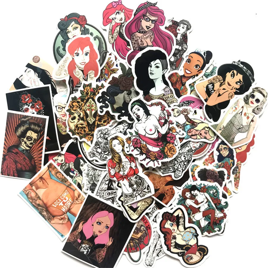 50 Pcs Don't repeat Cool Tattoo Girl Stickers for Laptop Motorcycle Luggage Skateboard Styling Phone PVC Scrapbook Sticker 50 Pcs Don't repeat Cool Tattoo Girl Stickers for Laptop Motorcycle Luggage Skateboard Styling Phone PVC Scrapbook Sticker