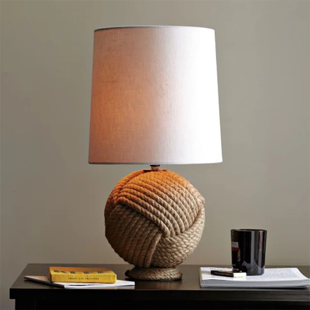 American Rustic Modern Brief Vintage Table Lamp Bedroom Desk American Rustic Modern Brief Vintage Table Lamp Bedroom Desk Creative Wicker Fabric Lighting