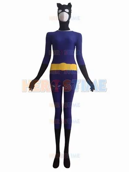 

Black & Purple Catwoman Superhero Costume fullbody spandex female halloween cosplay cosplay show zentai suit