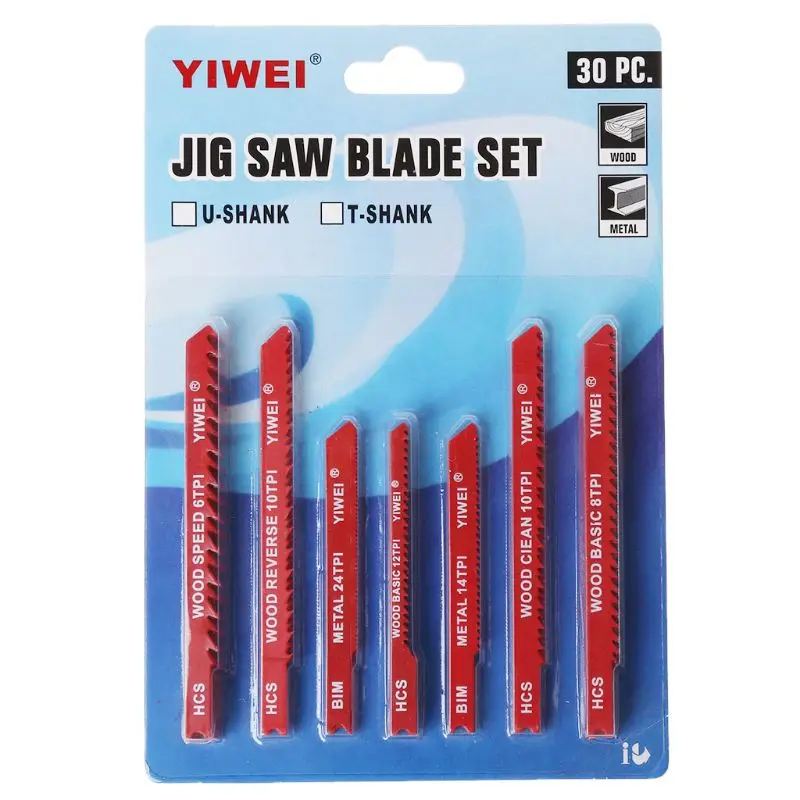 30pcs Assorted Steel U-shank Jigsaw Blade Set Fitting For Plastic Wood Jig Saw Tool