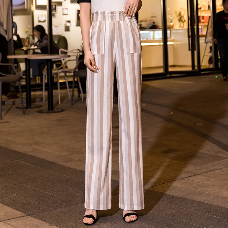 

Women High Waist Wide Leg Pants 2019 Summer Spring Casual Loose Streetwear Harajuku Workwear Palazzo Trousers OL Korean Pants