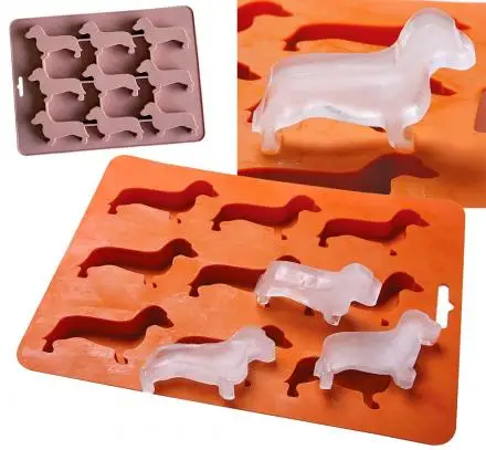 

1PC Wiener Dog Ice Cube Mold Ice Tray Dachshund Shape DIY Cake Baking Chocolate Fondant Silicone Ice Cube Mold 9 Holes