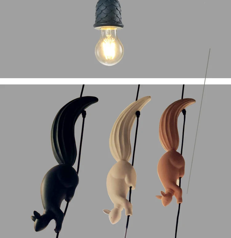 Нордическая Милая подвеска в виде белки, светло-белая смола, Подвесная лампа для животных, подарок для детей, кухня, освещение для животных, подвесной светильник
