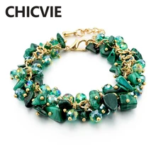 CHICVIE, очаровательный браслет и браслет с кристаллами, зеленый цвет, браслеты для женщин, браслеты дружбы с кубическим цирконием, SBR140192