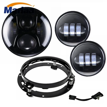 

Marlaa 7" LED Headlight with 4-1/2 LED Passing Fog Lights & Bracket Mounting Ring for Road King Road Glide Street Glide