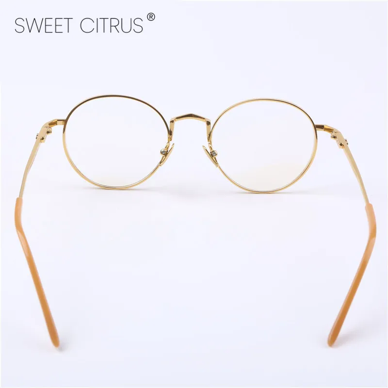 Sweet Citrus Vintage B Titanium Glasses Frame Women Retro Round Myopia Eye Optical Prescription Eyeglasses Frames Men Eyewear