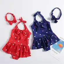 Для маленьких девочек; детская одежда для плавания купальник пляжный купальный костюм для девочек с узором в горошек детские спа принцессы для девочек купальник детская одежда для плавания с повязкой на голову