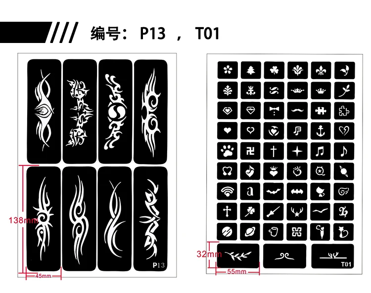 669 шт./компл. многоразовые хны Трафареты бабочка кошка буквы чехол с тигром привлекательной блеск тату комплект стенсил трафарет для аэрографа Schmink Sjabloon