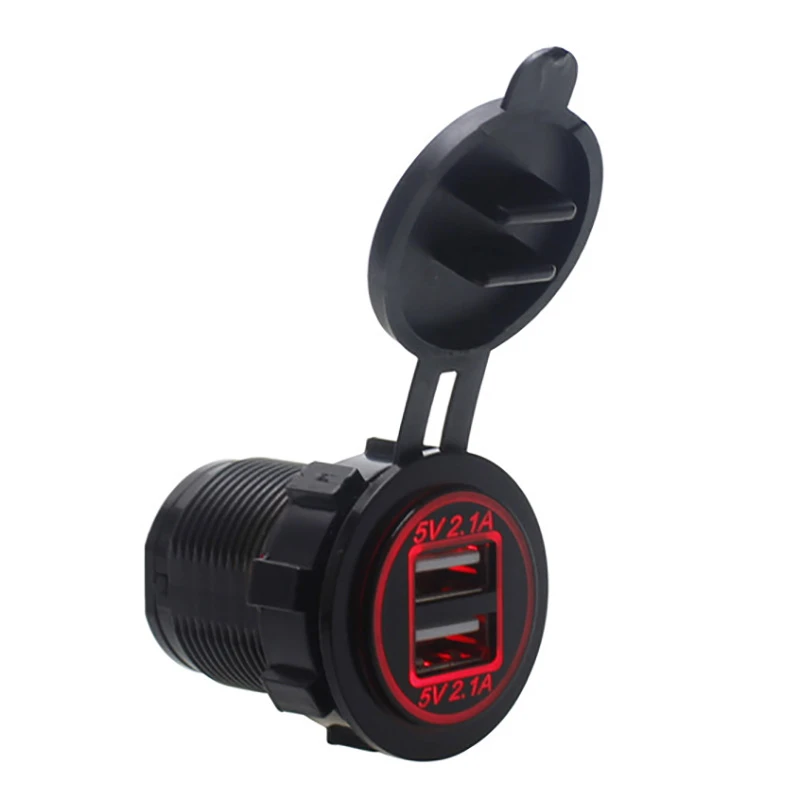 4.2A 5V Dual 2 USB зарядное устройство гнездо адаптер для DC 12V 24V автомобиля мотоцикла автомобиля зарядное устройство прикуривателя Разветвитель - Тип штекера: Red