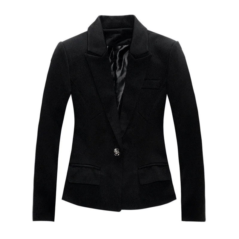 Новый бренд черный Блейзер плюс размер женские блейзеры и куртки Тонкий OL пиджак в офисном стиле Европейский Стиль Блейзер Feminina блейзер