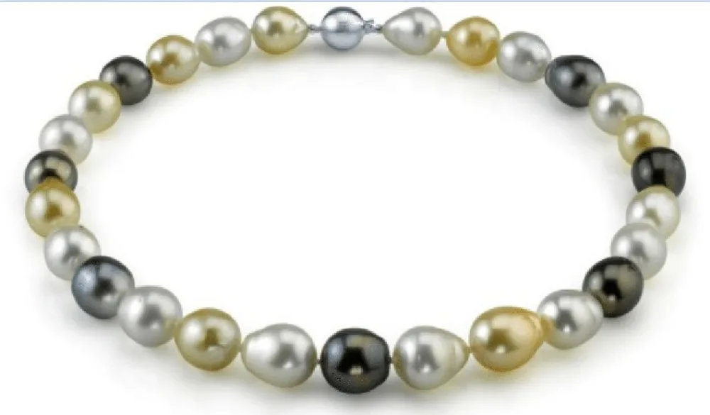 

Wholesale FREE SHIPPING >18"12-13MM NATURAL SOUTH SEA GOLD WHITE BLACK MULTICOLOR PEARL NECKLACE