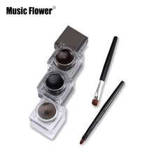 Музыка цветов maquiagem бренд 3 в 1 Подводка для глаз гель и бровей Крем Черный Eye Liner с глаз Коричневый Макияж Расчёски для волос набор инструментов натуральный