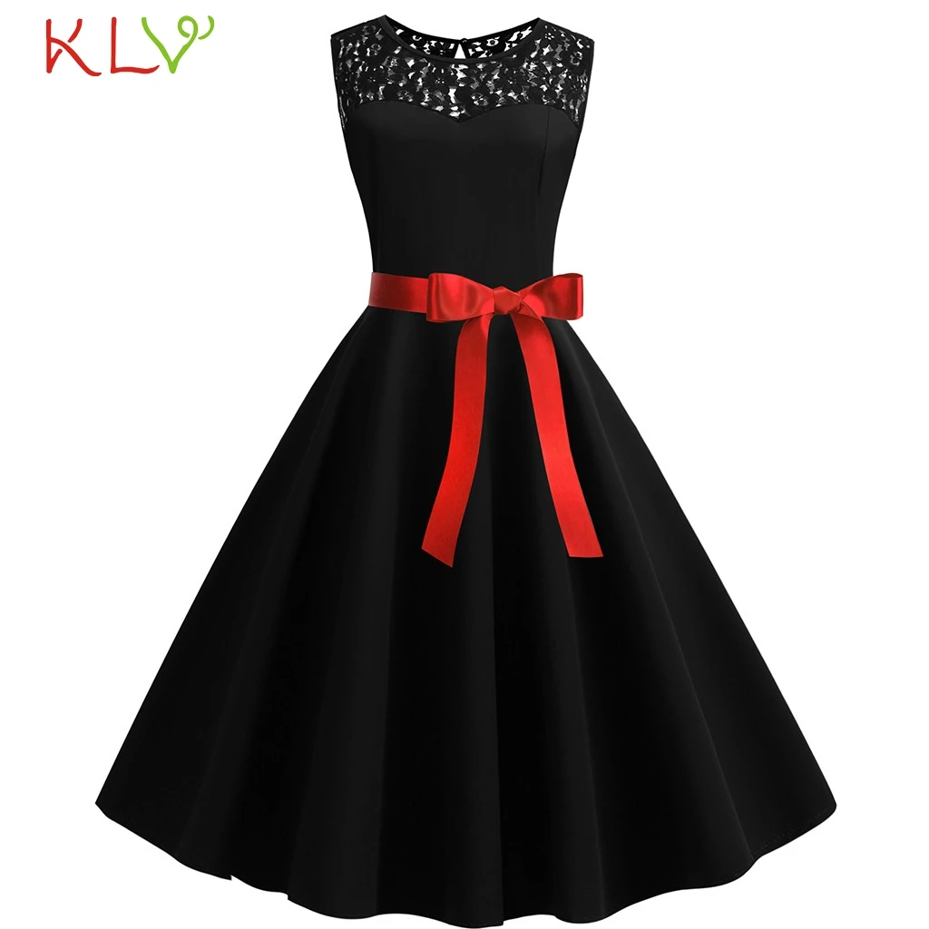 Женское летнее винтажное кружевное вечернее платье 1950s в стиле ретро, красное Повседневное платье для женщин Zomerjurk Dames Vestidos Modis 19Apr3