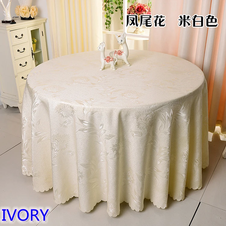 Ivory colour jacquard table cloth damask pattern table cover for wedding hotel and round table