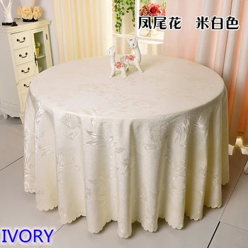 

Ivory colour jacquard table cloth damask pattern table cover for wedding hotel and round table linen decoration wholesale