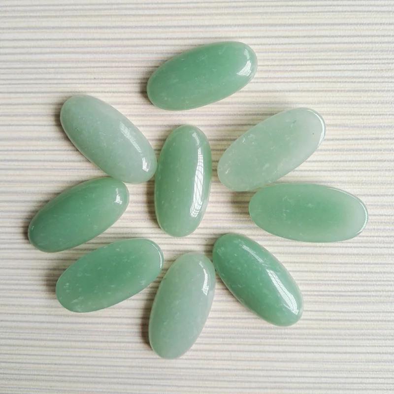 Free shipping 20pcs/Lot natural Green Aventurine Stone beads oval CAB Cabochon size 15x30mm for jewelry necklace making
