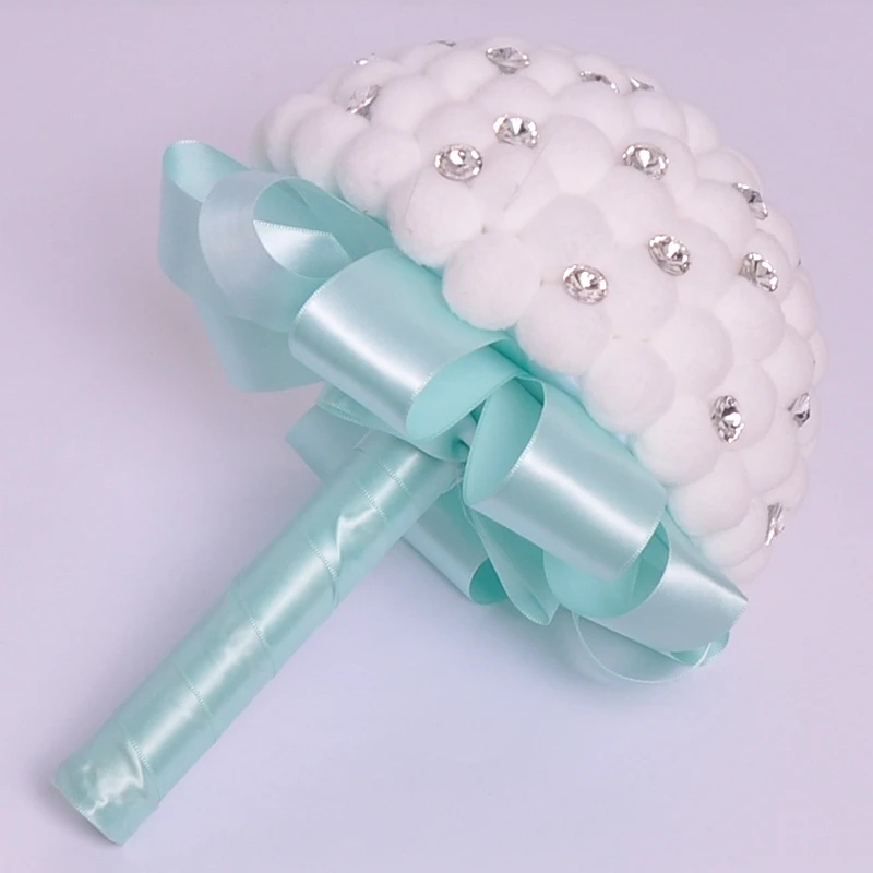 Букет Fleur Artificielle Mariage Хрустальная маленькая лента с помпонами розовые красные свадебные аксессуары Abanicos Para Boda Al Por Mayor