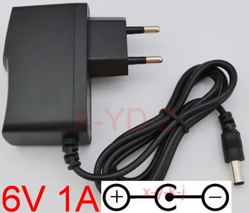 

50PCS 6V1A High quality AC/DC 6V 1A Switching Power Supply adapter Reverse Polarity Negative Inside EU plug 5.5mm x 2.1-2.5mm