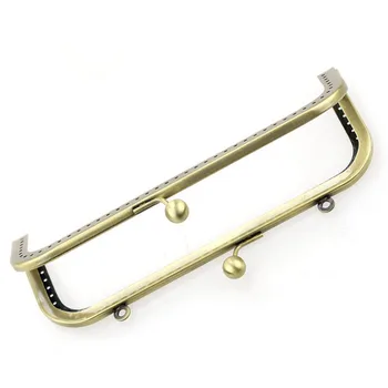 

2Pcs Bronze Tone Coins Purse Metal Rectangle Frame Kiss Clasps Clips Clutch Handbag Handle 18x8cm