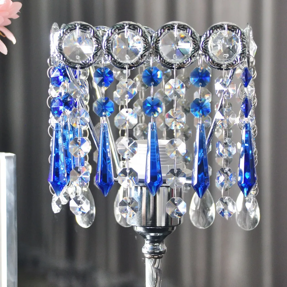 

H&D 25pcs 55mm Replacement Blue Chandelier Icicle Crystal Prisms Octogan Crystal Bead for Lamp Decoration