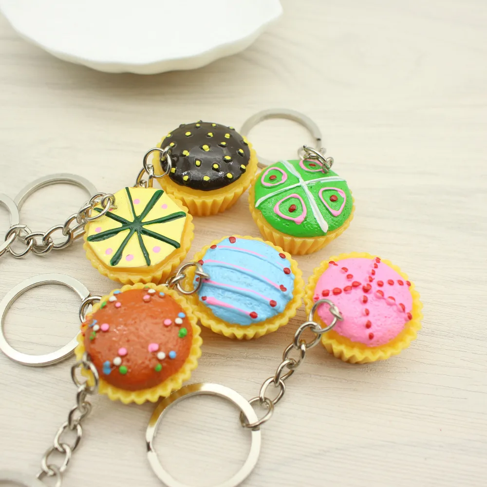

12pcs/lot Alloy Resin Food Max's Cupcake Multiple Style Trendy Style KeyRing KeyChain