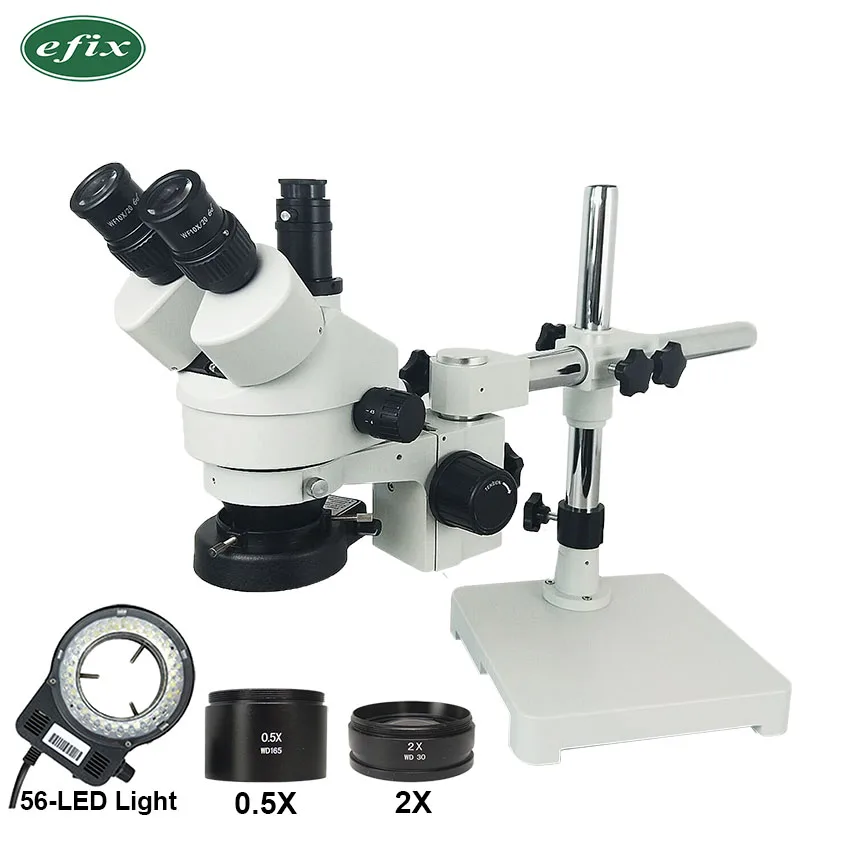 

efix 3.5-90X Simul-Focus Single Boom Stand Trinocular Stereo Microscope 56 LED Ring Illumination for Repair Mobile Phone Tool