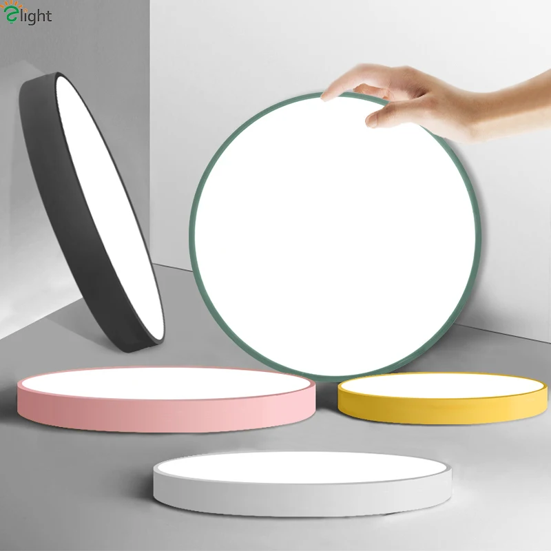 Tanie Nordycki minimalizm okrągłe metalowe lampy sufitowe Led salon APP możliwość przyciemniania lampy sufitowe Led sypialnia oprawy oświetlenia sufitowego Led