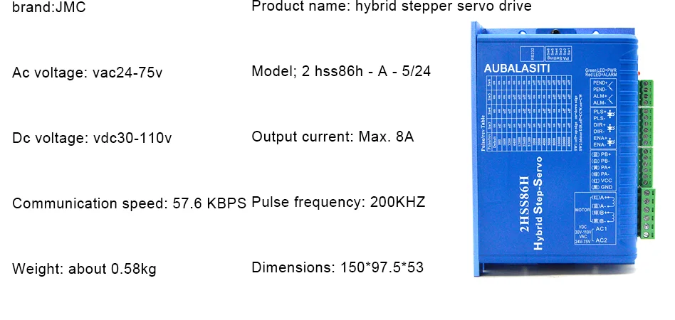 Nema34 двигатель замкнутого контура 8.5Nm 5A 1200Oz-in постоянного тока(40-110 V)/переменного тока(60-80 V) диаметр 86 мм 86J18118EC-1000+ 2HSS86H мотор драйвер