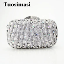 Новая вечерняя сумка-клатч со стразами Женская сумочка серебристого цвета распродажа! популярные дизайнерские женские сумки