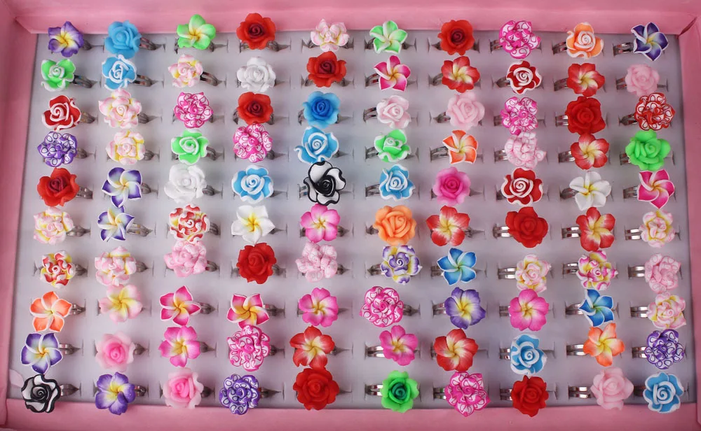 Оптовая продажа 100 шт. в партии разноцветные праздничные кольца из полимерной