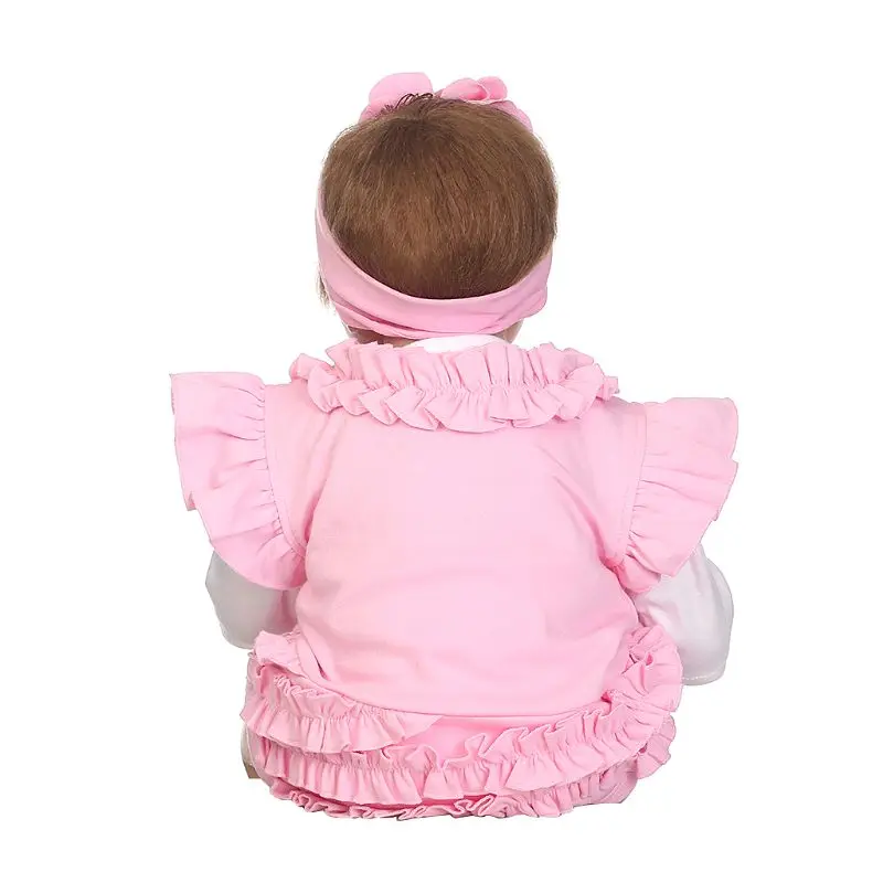 

M89C55cm Silicon Sleeping Doll Basket Pink Rabbit Lifelike Baby Toys Early Childhood