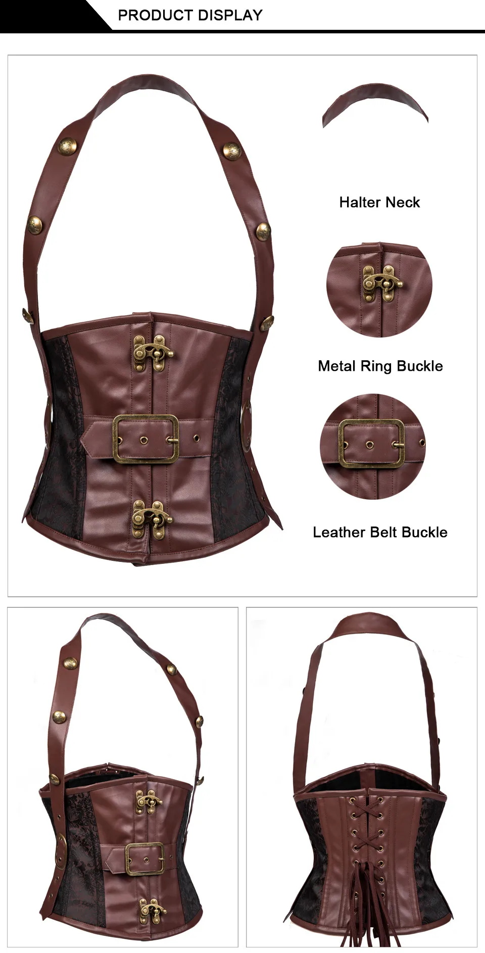 Brązowy Striped stanąć kołnierz bez rękawów Zipper stal bez kości w stylu Vintage Steampunk gorset kurtka gotycka odzież kamizelka męska kamizelka -
