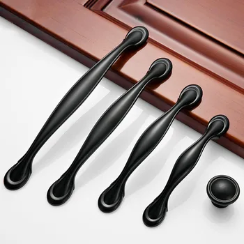 1pc Antique Door Handles Black Drawer Pulls Carved European Kitchen Cabinet Handles and Knobs Retro Table Furniture Handles