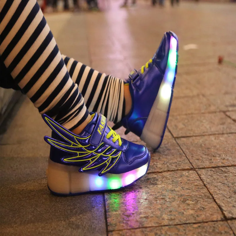 Теннисные кроссовки Heelys; весенняя обувь с двойными колесами; Светодиодный светящийся кроссовки; детская обувь для мальчиков и девочек; Студенческая прогулочная обувь