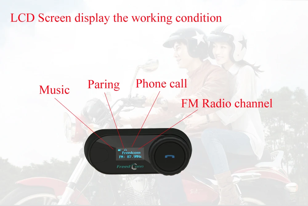 1 шт. TCOM-SC Bluetooth мотоциклетный шлем домофон гарнитура BT переговорные ЖК-экран FM радио мягкий микрофон для интегрального шлема