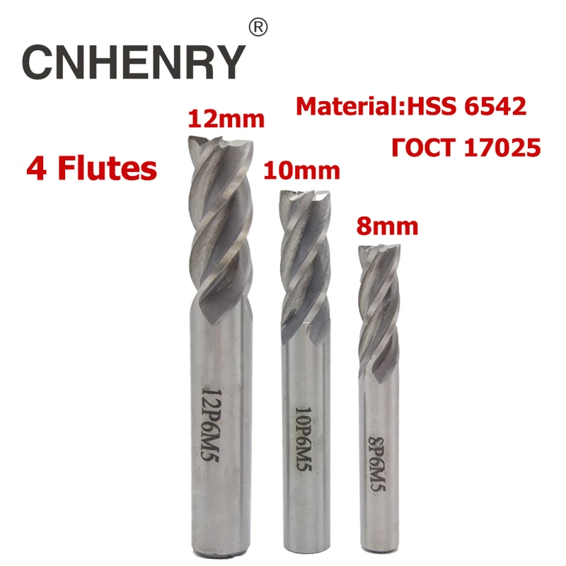 4 Flutes HSS 6542 End Mill Diameter 8 12mm Router Bit CNC Milling