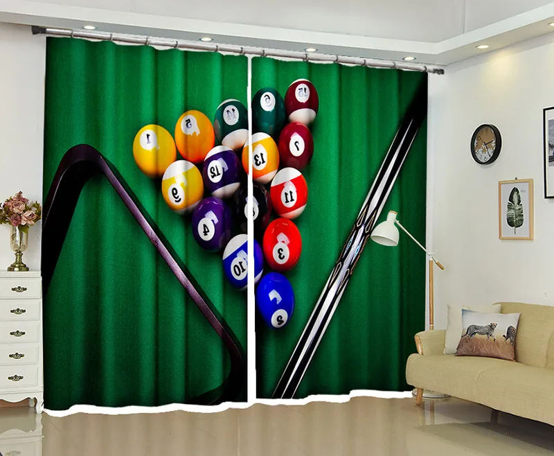 Pool table 3d Curtains For Living Room Window Treatments Modern