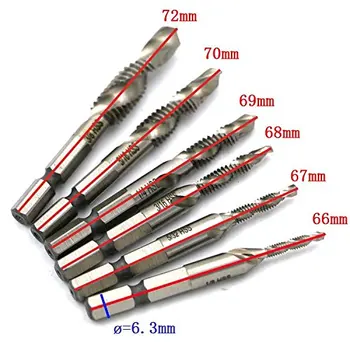 

6 Pcs Hss Drill Tap Countersink Deburr Set Metric Combination Drill Tap M3-M10