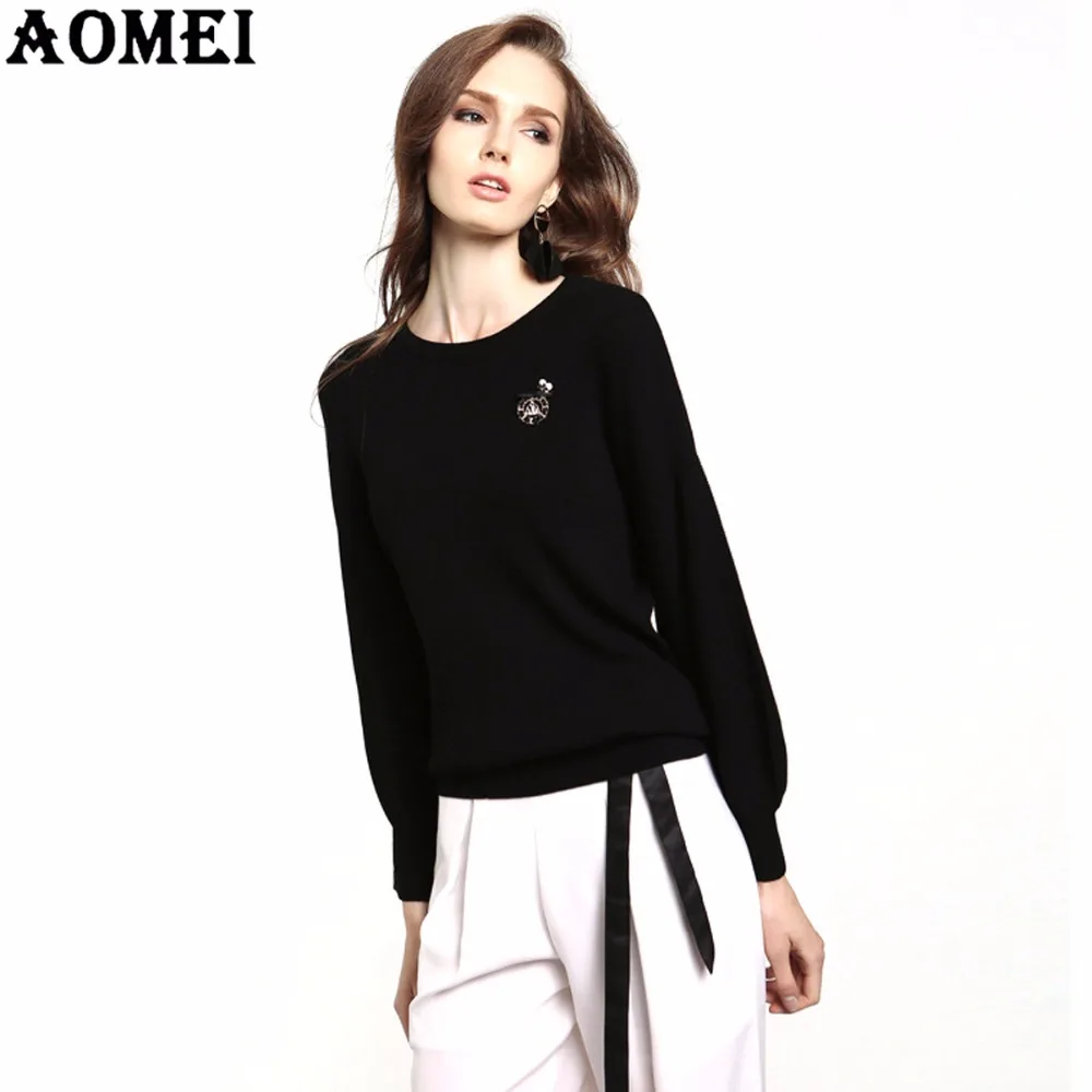 Longues Élégant Manches O Pull Chandail Peplum Bureau Noir Tops Tricoté Vêtements Cavaliers Black Printemps Hiver Chaud Cou Dames 2019 Y6wqpzZRxn
