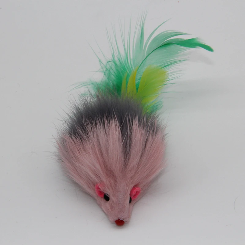 Westrice длинношерстные различные цвета Кролик хвост перья игрушка для кошек, мышь укуса забавные кошки игрушки в виде мышей 15 штук 3 см