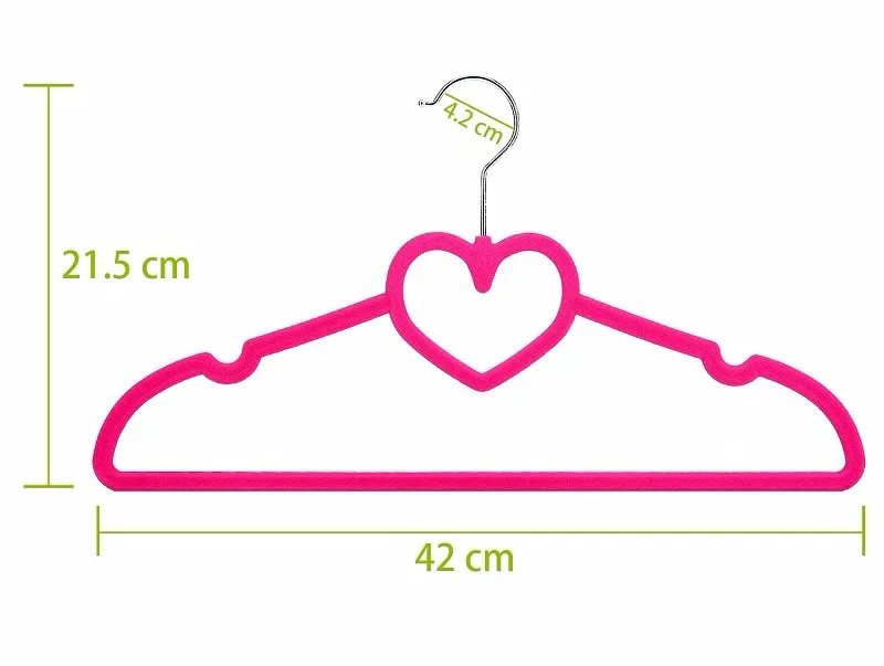 Премиум качество бархат одежда Вешалки-super slim, стекались розовый, в форме сердца, компактный, отсутствие скольжения Вешалки(50 шт./лот