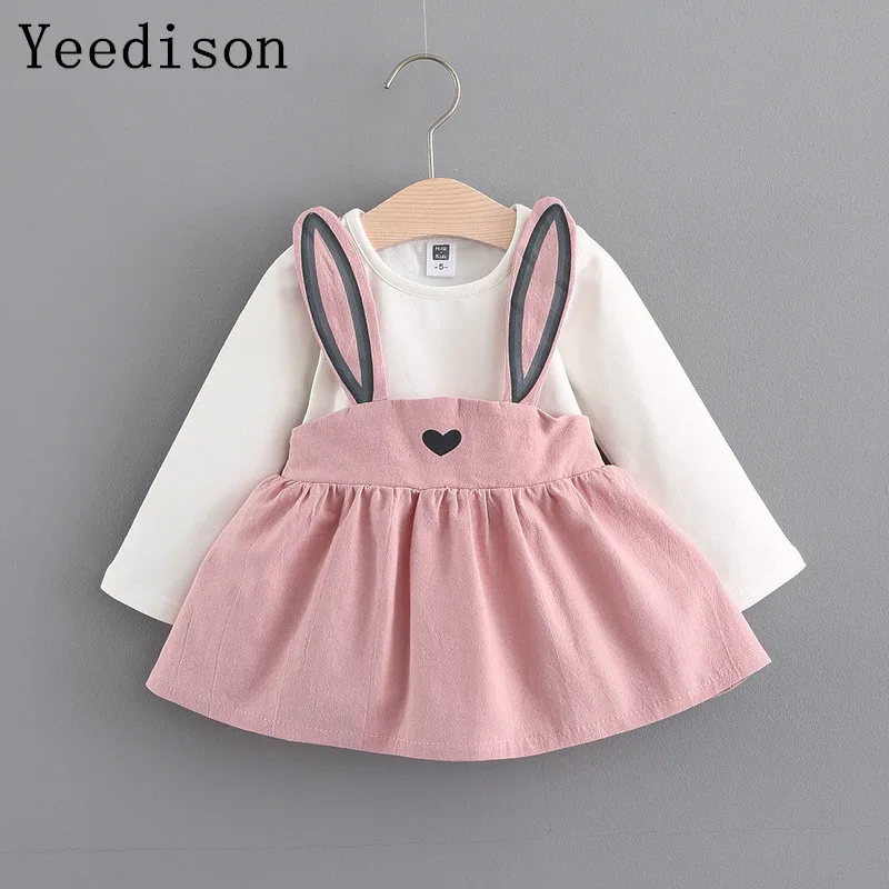 

Baby Girls Dress Girls 0-5 Years Rabbit Bunny Dresses 2018 New Autumn Fashion Children Clothing Cotton Infant Girls Dresses