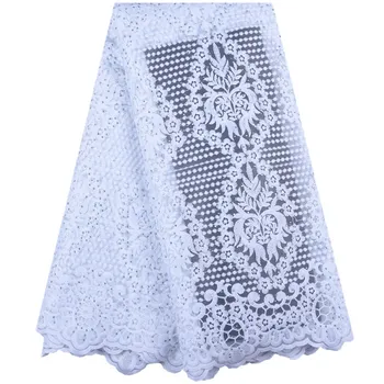 

Best Selling African Lace Fabric Nigerian French Fabric 2019 High Quality White French Tulle Lace Fabric With Stones Y1556
